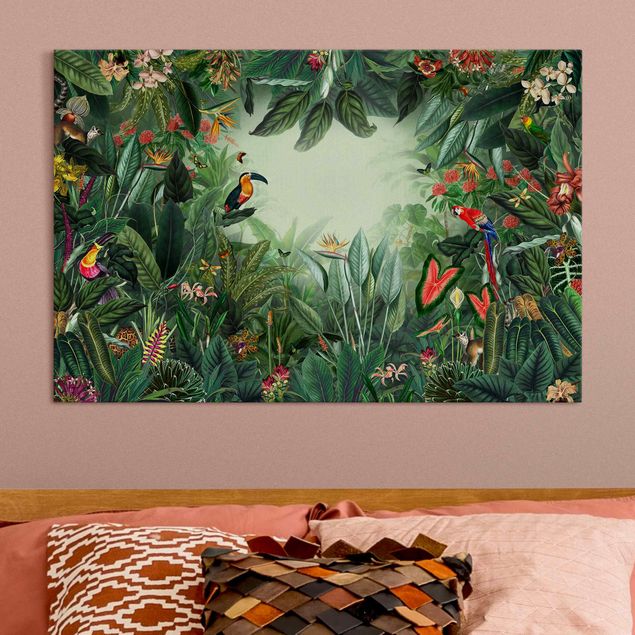 Nowoczesne obrazy Kolorowa dżungla w stylu vintage