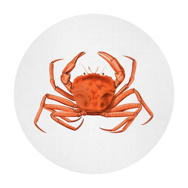 Okrągły dywan winylowy - Ilustracja w stylu vintage Czerwony krab