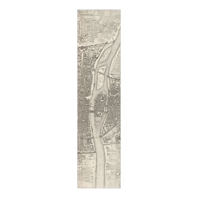 Tekstylia domowe Mapa Paryża w stylu vintage