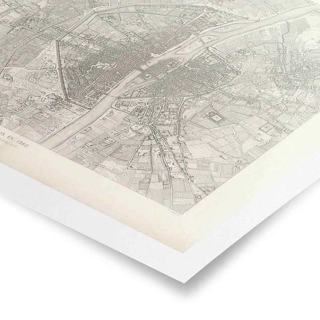 Obrazy paryża Mapa Paryża w stylu vintage