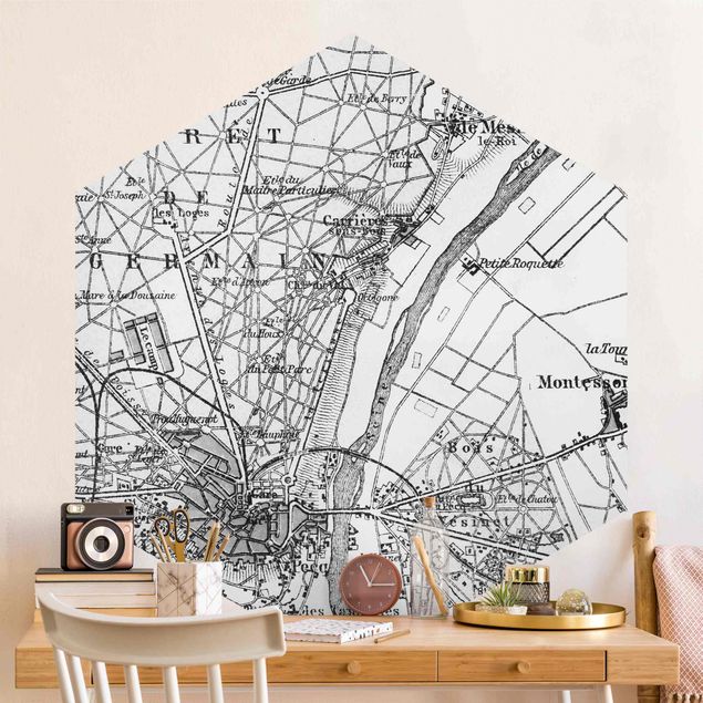 Tapety Paryż zabytkowa mapa St Germain Paryż