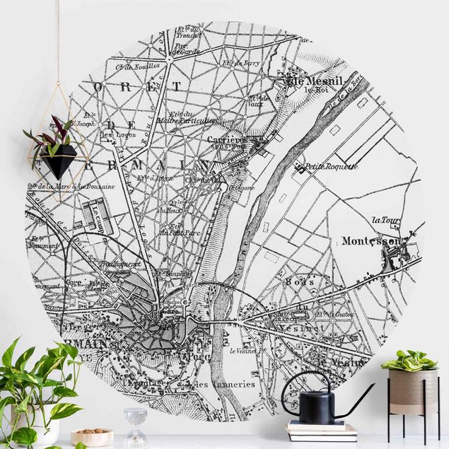 Dekoracja do kuchni zabytkowa mapa St Germain Paryż