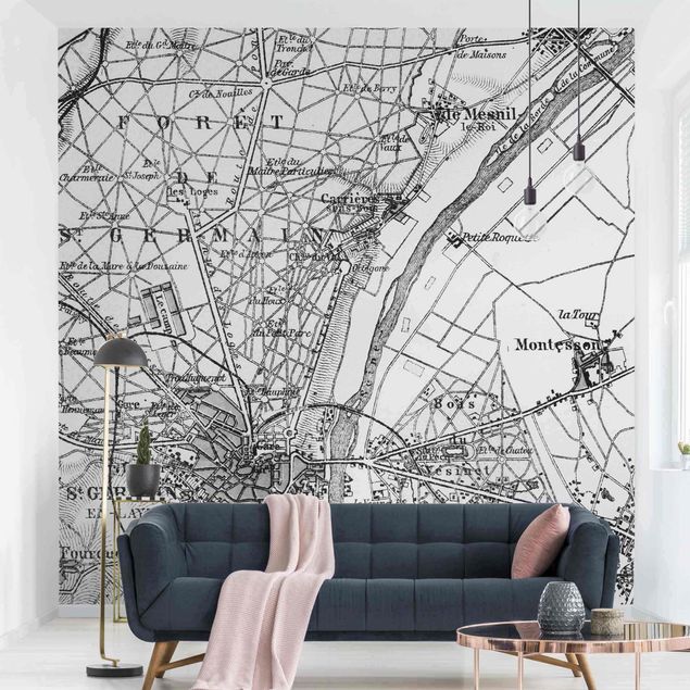 Fototapety Paryż zabytkowa mapa St Germain Paryż