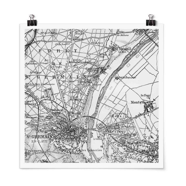 Vintage obrazy zabytkowa mapa St Germain Paryż