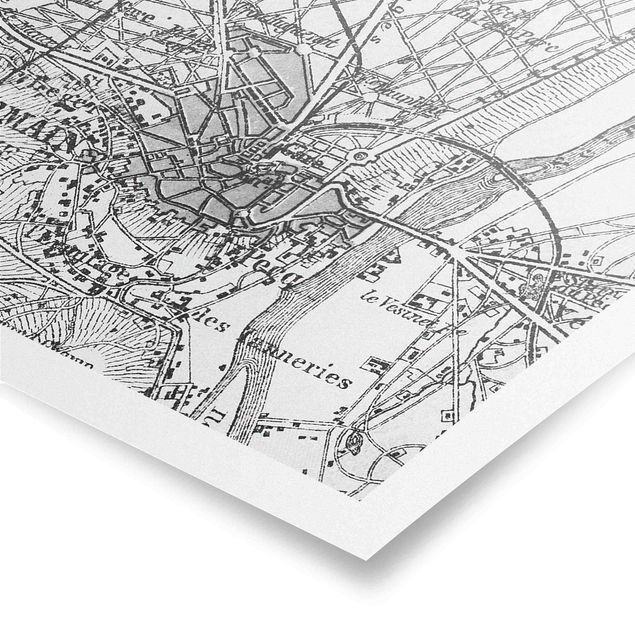Obrazy retro zabytkowa mapa St Germain Paryż