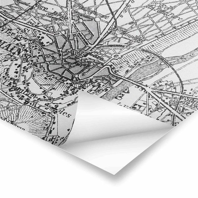 Czarno białe obrazki zabytkowa mapa St Germain Paryż