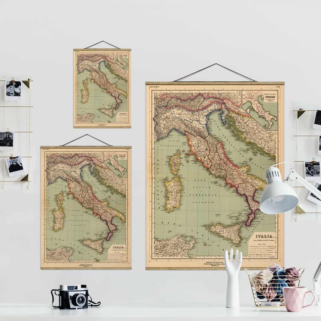 Obrazy mapy Mapa Włoch w stylu vintage
