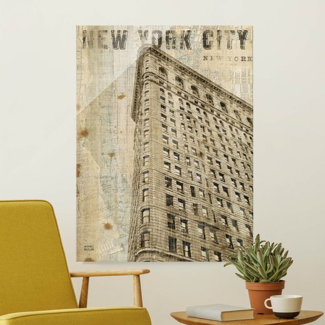 Obrazy na szkle architektura i horyzont Vintage NY Flat Iron