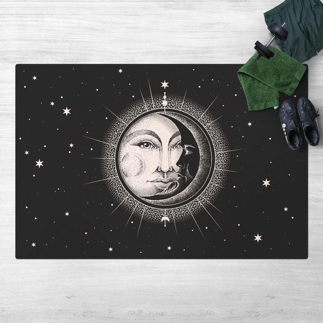 nowoczesny dywan Ilustracja słońca i księżyca w stylu vintage