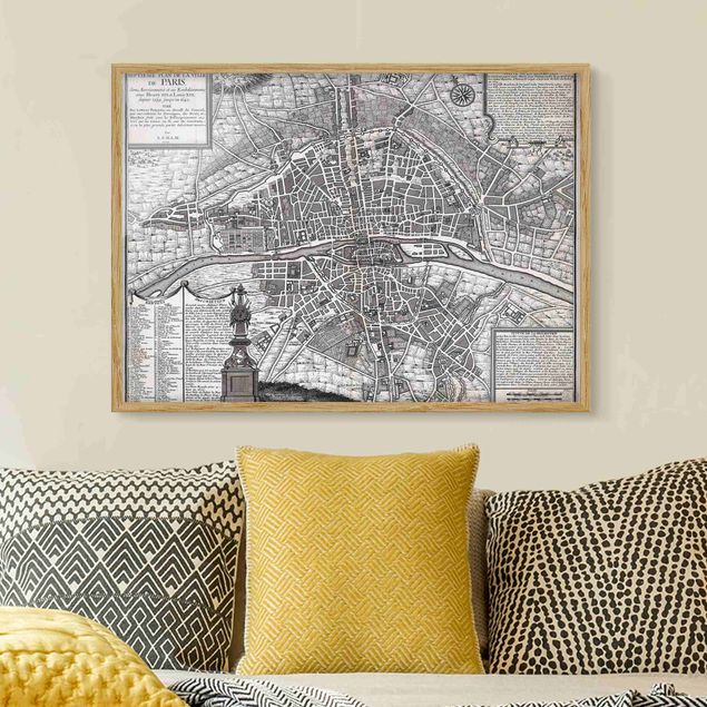Dekoracja do kuchni Mapa miasta w stylu vintage Paryża ok. 1600 r.