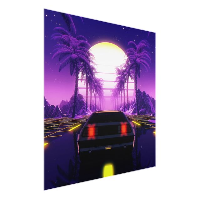 Vintage obrazy Vintage Video Car With Palm Trees