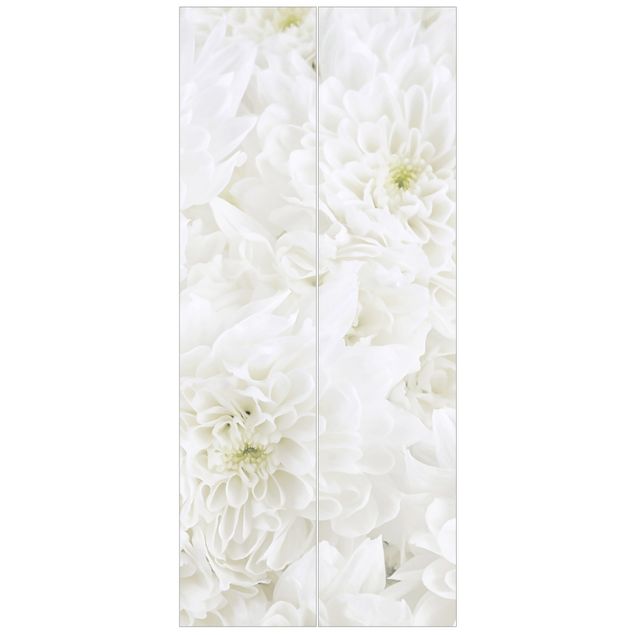 Tapety na drzwi Dahlie Morze kwiatów białe