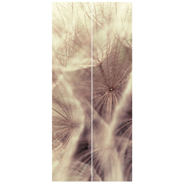 Tapety kwiaty Szczegółowa makrofotografia mniszka lekarskiego z efektem rozmycia w stylu vintage