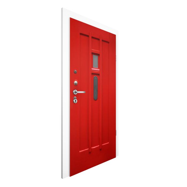 Tapeta imitacja drewna Czerwone drzwi z Amsterdamu