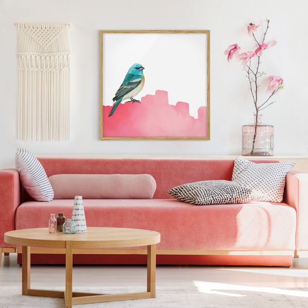 Obrazy w ramie do korytarzu Ptak na różowo