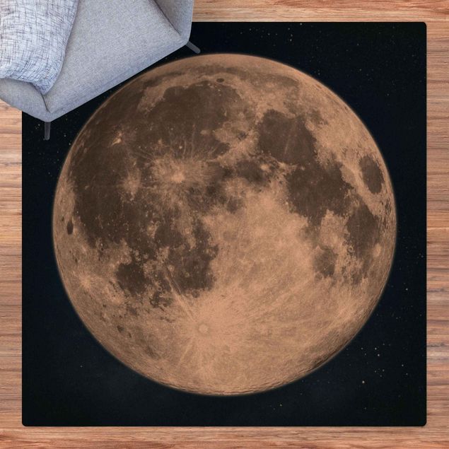 nowoczesny dywan Księżyc w pełni na rozgwieżdżonym niebie