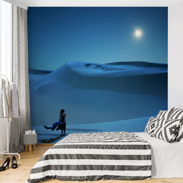 Fototapety wydmy Księżyc w pełni nad pustynią