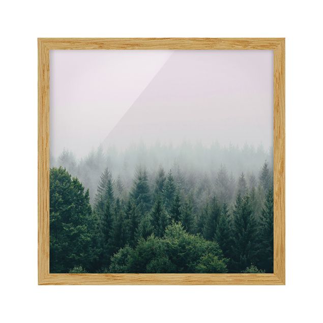 Obrazy w ramie do łazienki Las o zmierzchu we mgle