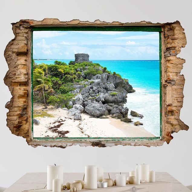 Naklejki na ścianę wyspa Wybrzeże Karaibskie Ruiny Tulum