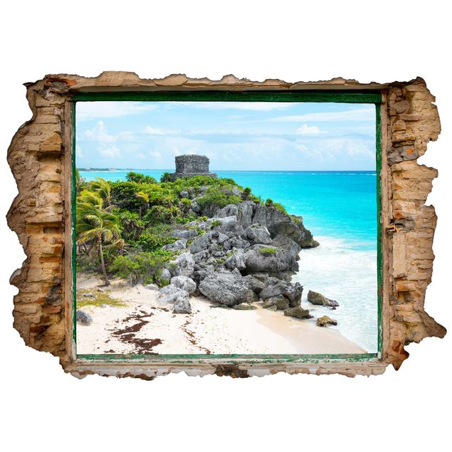 Naklejki na ścianę 3d Wybrzeże Karaibskie Ruiny Tulum