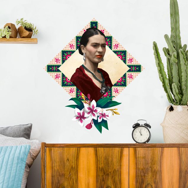 Naklejki na ścianę rośliny Frida Kahlo - Kwiaty i geometria