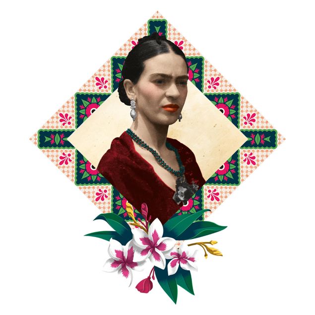 Naklejki ścienne Frida Kahlo - Kwiaty i geometria