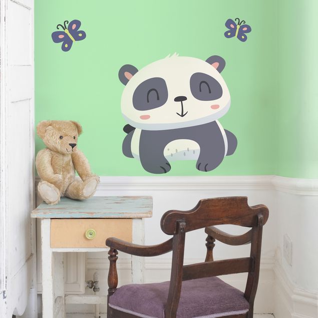 Naklejki na ścianę panda Panda z motylami