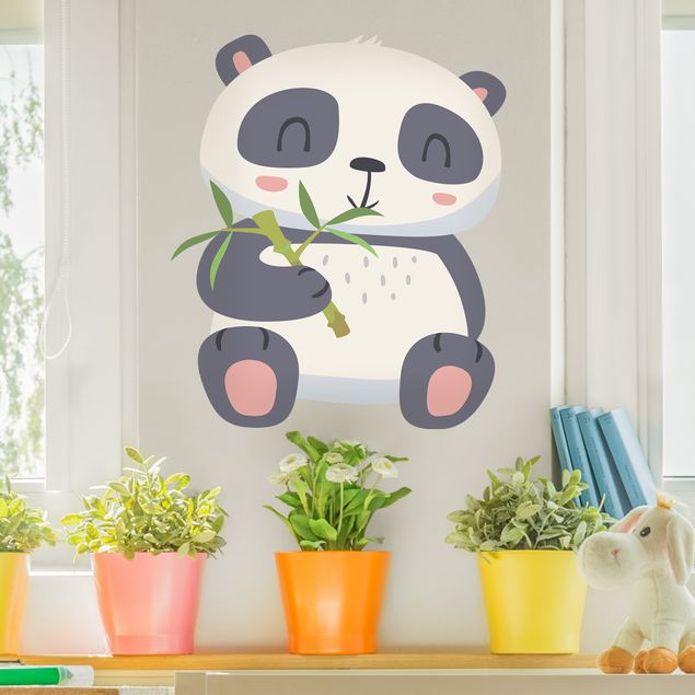 Naklejki na ścianę panda Panda zajadająca się bambusem
