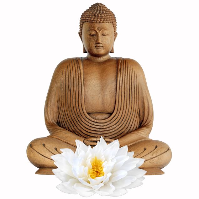 Naklejki na ścianę Budda z drewna lotosu