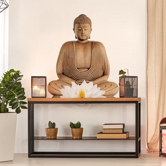 Dekoracja do kuchni Budda z drewna lotosu