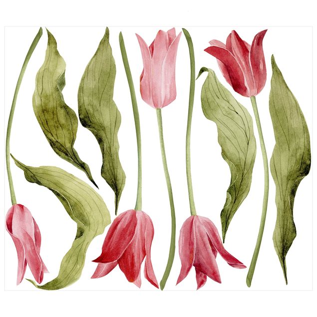 Naklejki na ścianę Czerwona akwarela Tulipany