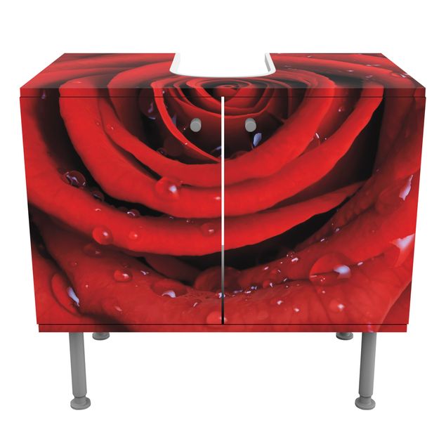 Szafka pod umywalkę - Rosy Czerwona róża z kroplami wody