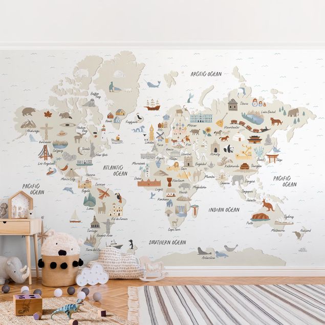 Fototapeta Mapa świata z zabytkami