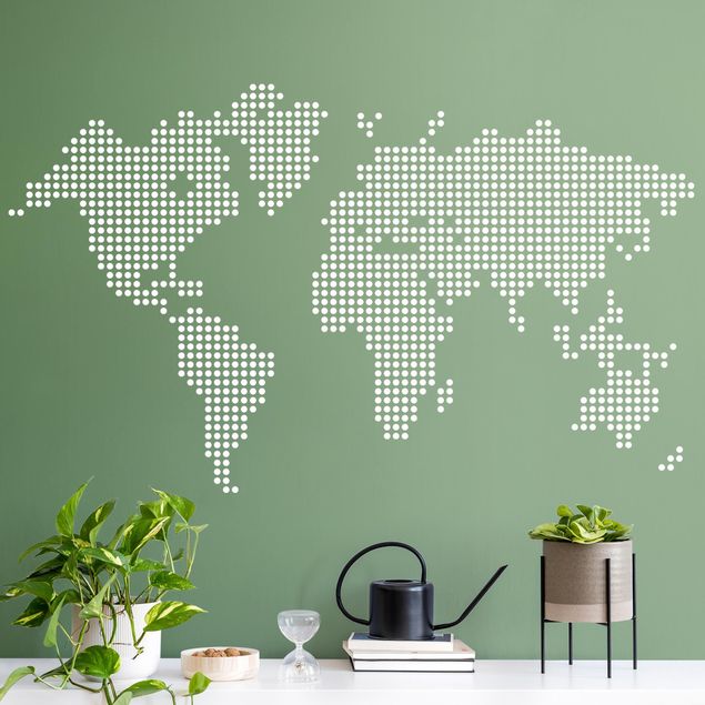 Naklejka na ścianę - Punkty na mapie świata