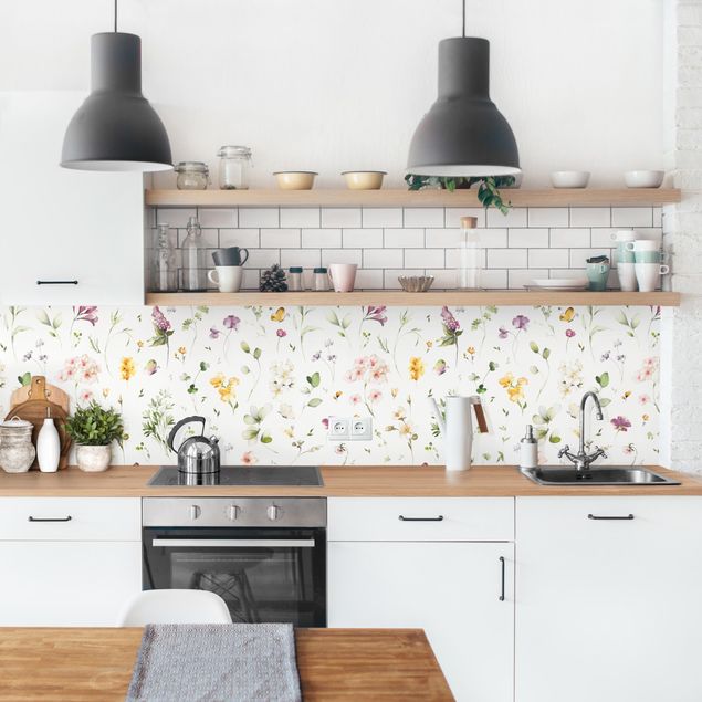 Panel ścienny do kuchni - Wildflowers Watercolour Pattern