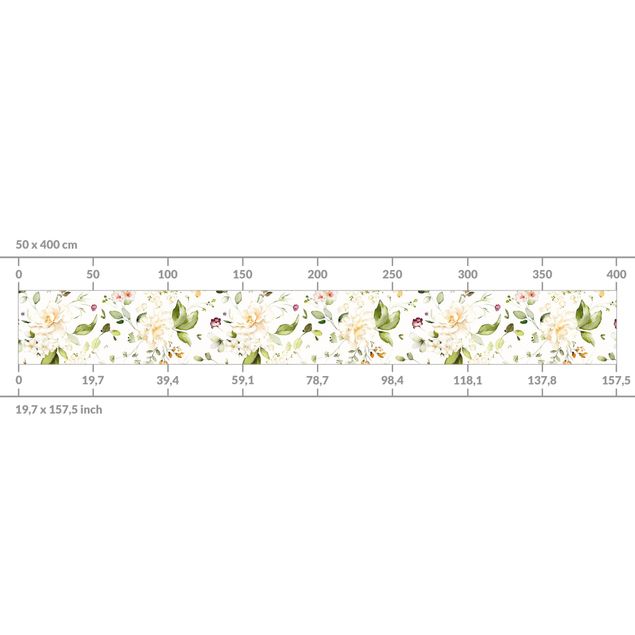 Panel ścienny do kuchni - Wildflowers and White Roses Watercolour Pattern