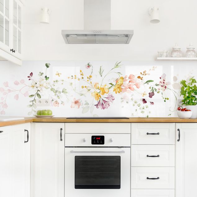 Panele szklane do kuchni Wildflower Tendril Watercolour