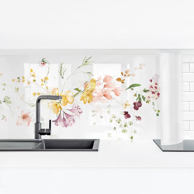 Panel ścienny do kuchni - Wildflower Tendril Watercolour