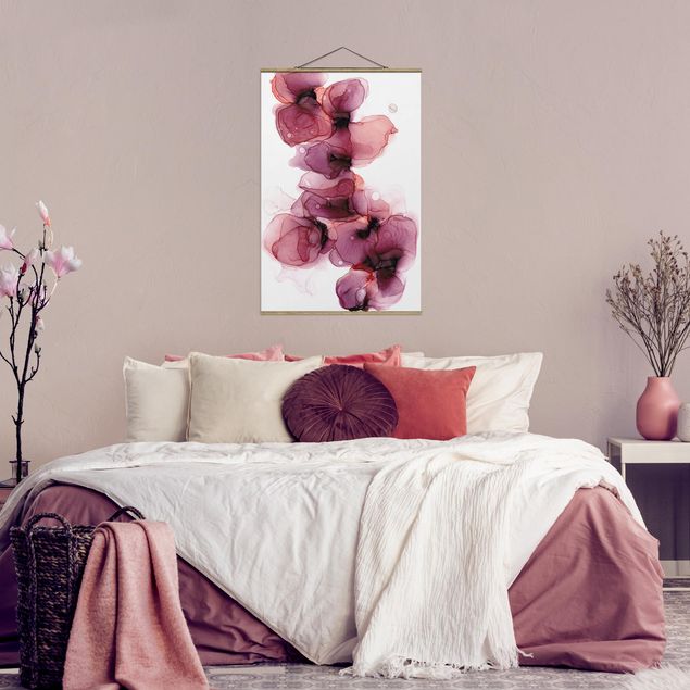 Obrazy nowoczesny Dzikie kwiaty w kolorze purpury i złota