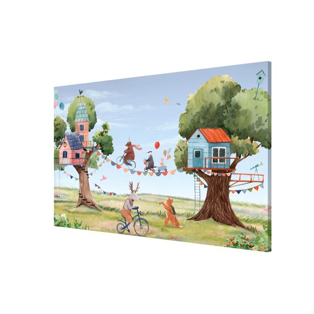 Obrazy drzewa Dzika zabawa między domkami na drzewie