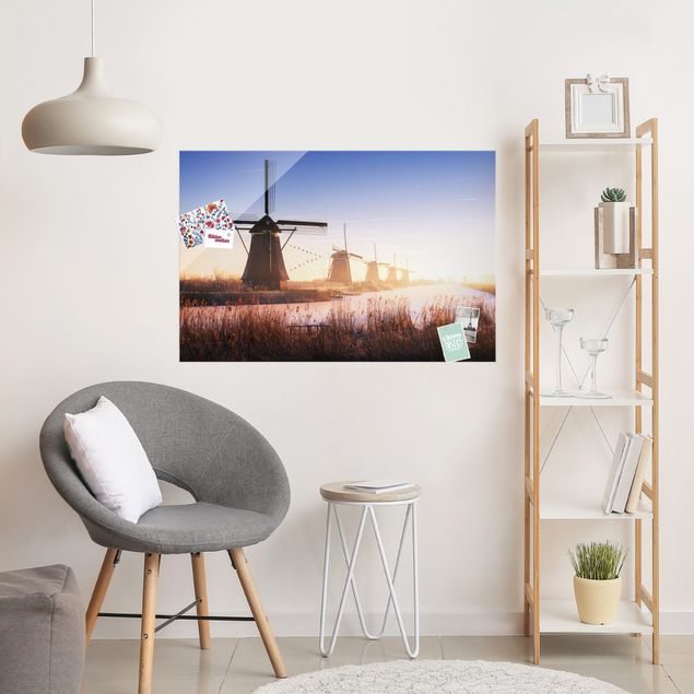 Obrazy na szkle architektura i horyzont Wiatraki w Kinderdijk