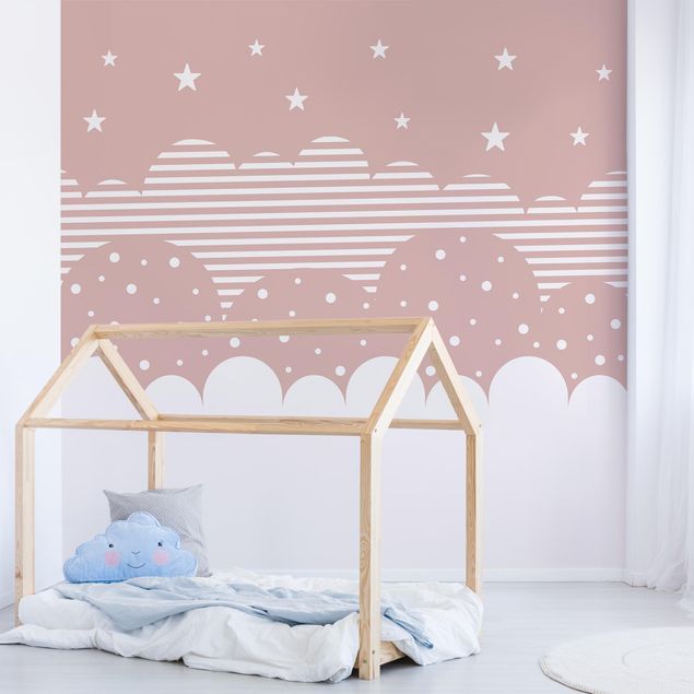 Fototapety niebo Clouds and Stars - pink