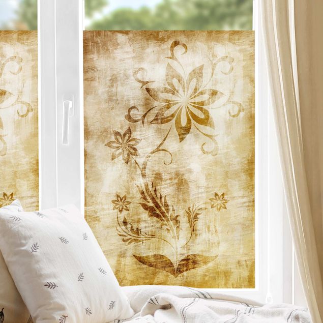 Folia okienna do sypialni Kwiatek z drewna