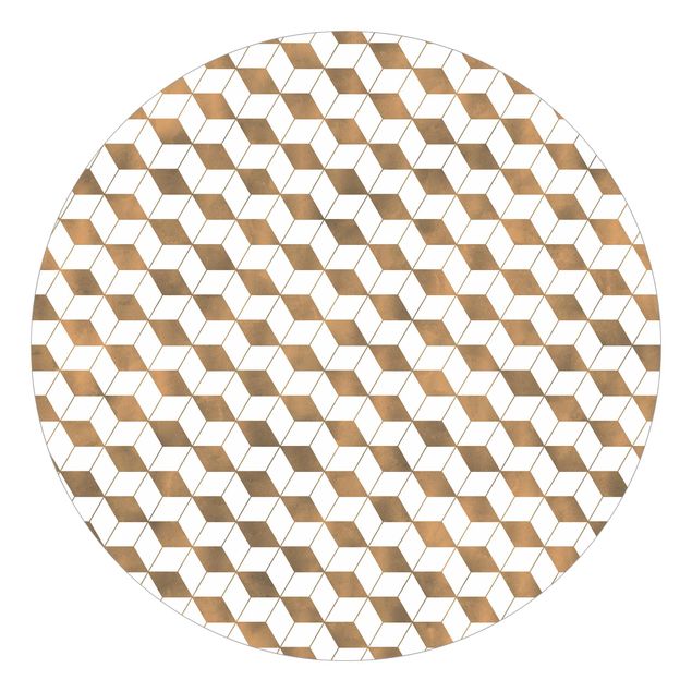 Tapety Wzór sześcianu w trójwymiarze w kolorze złotym