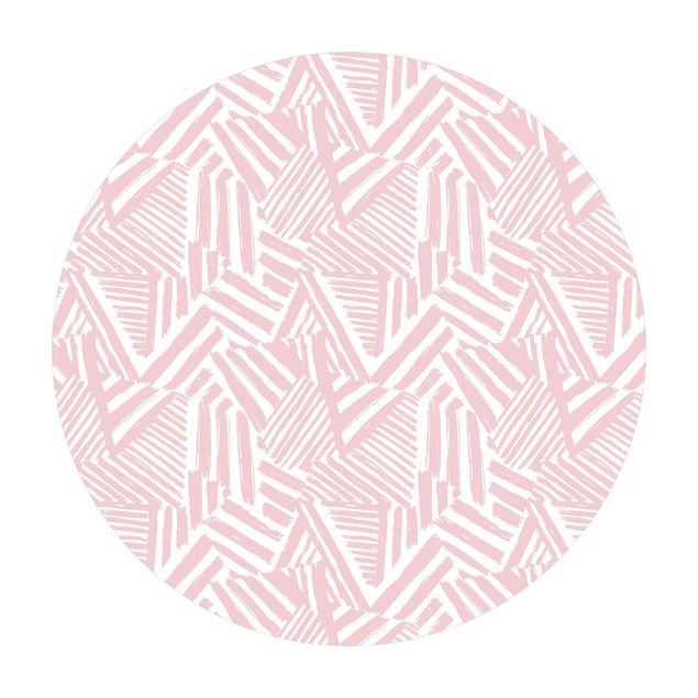 Okrągły dywan winylowy - Jagged Stripes in Pale Pink
