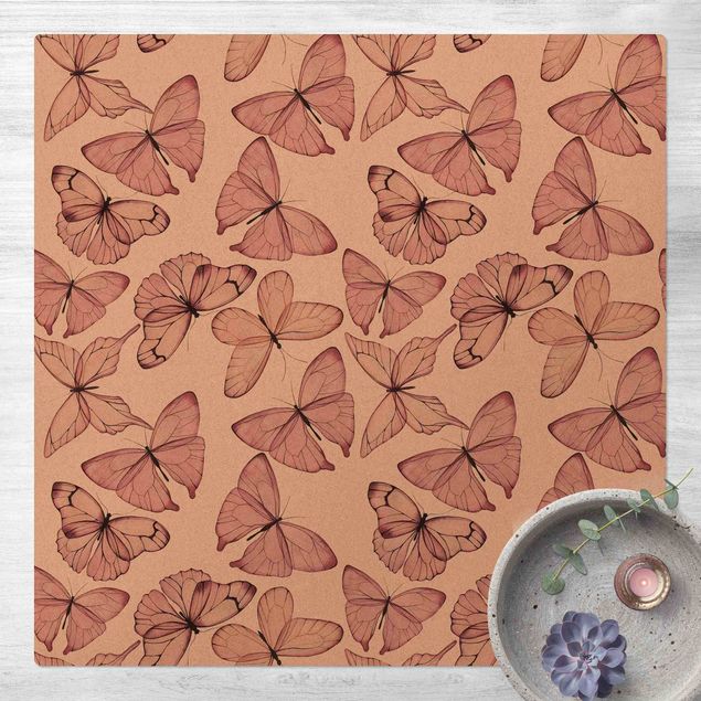nowoczesny dywan Miękkie różowe motyle