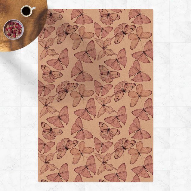 nowoczesny dywan Miękkie różowe motyle