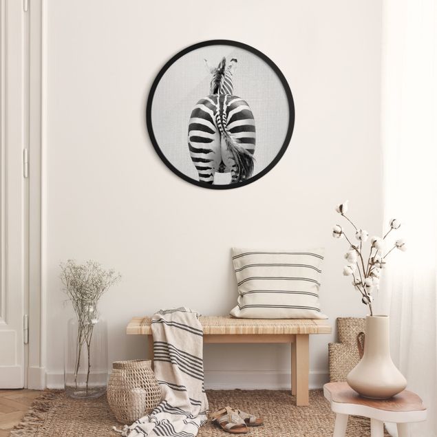 Obrazy w ramie dla dzieci Zebra od tyłu czarno-biały