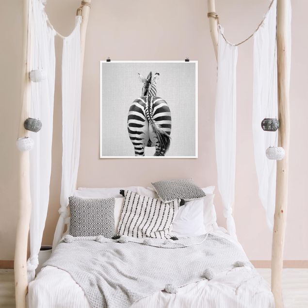 Obrazy do salonu Zebra From Behind Black And White