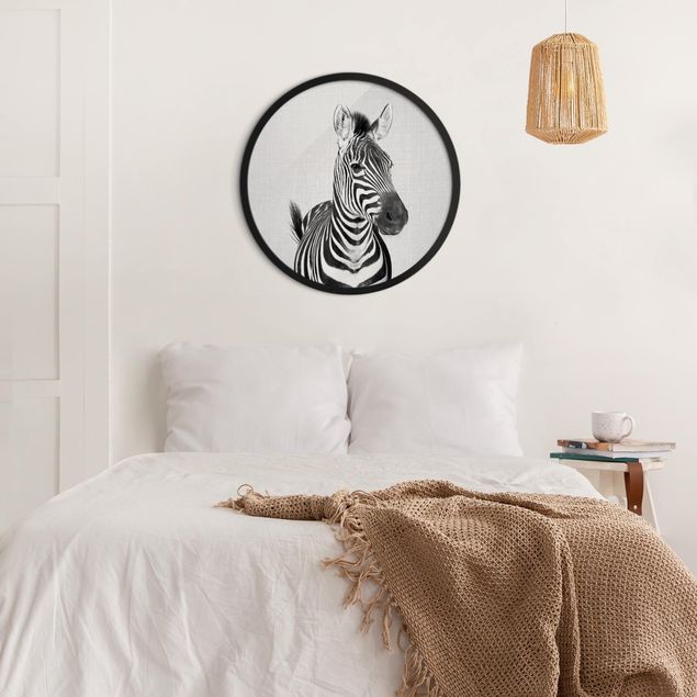 Obrazy w ramie dla dzieci Zebra Zilla czarno-biały